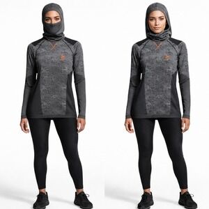 Odlo Womens Performance Warm Balaclava Baselayer Top M Gray Thermal Athletic